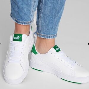 PUMA Women's 11 Serve Pro Lite SoftFoam+ White Green Tennis Shoes Sneakers